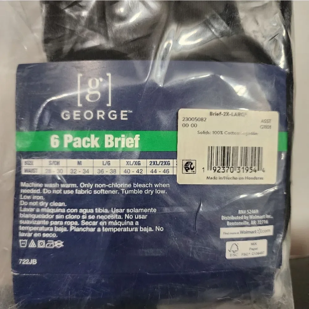 New George 6 Pack Antimicrobial Moisture Wicking Tagless Briefs 2XL